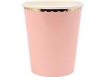 Bicchieri Di Carta, 8 Pezzi / 300Ml - Opachi / Bordo Dorato, Rosa