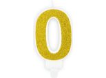 Candela Numero Oro, Scintillante, 7 Cm, Numero 0