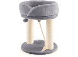Costway 4In1 Tiragraffi Piccolo 50,5 Cm, Albero Per Gatti Con Seduta Morbida, Base, Palla Di Pelo E Corda In Sisal, Tiragraffi In Legno Per Gatti, Albero Da Arrampicata, Arredamento Per Gatti, Grigio