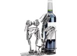 Brubaker Portabottiglie Da Vino Amanti Con Palme - Portabottiglie In Metallo Coppia In Vacanza Sulla Spiaggia - 24 Cm Portabottiglie Decorazione Con Biglietto D'auguri - Regalo Di Vino Per San Valentino