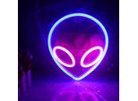 Luce Led Neon, Luce Decorativa A Batteria Usb, Aliena Blu Rosa, Circa 22 X 19 Cm