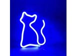 Luce Led Neon, Luce Decorativa A Batteria Usb, Gatto Blu, Circa 17 X 23,5 Cm