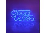 Luce Led Neon, Applique Decorativa, Logo Good Vibes Blu, Circa 33 X 18 X 2 Cm