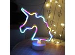 Luce Led Neon, Lampada Da Appoggio Decorativa, Unicorno Colorato, Circa 28,5 X 24,5 X 8,5 Cm