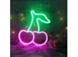Luce Led Neon, Luce Decorativa A Batteria Usb, Rosa Ciliegia Verde, Circa 30 X 17,5 Cm