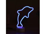 Luce Led Neon, Lampada Da Terra Decorativa, Blu Delfino, Circa 26,5 X 17 X 8,5 Cm