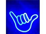 Luce Led Neon, Luce Decorativa A Batteria Usb, Mano Shaka Blu, Circa 22,5 X 22 Cm
