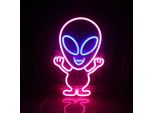 Luce Led Neon, Applique Decorativa, Rosa Alien Martian, Circa 40 X 25 X 2 Cm