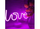 Luce Led Neon, Lampada Da Terra Decorativa, Rosa Love, Circa 16 X 28 X 8,5 Cm