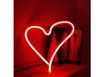 Luce Led Neon, Luce Decorativa A Batteria Usb, Cuore Rosso, Circa 30 X 30 Cm