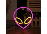 Luce Led Neon, Luce Decorativa A Batteria Usb, Alien Rosa Giallo, Circa 22 X 19 Cm