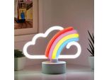 Luce Led Neon, Lampada Da Appoggio Decorativa, Arcobaleno Su Nuvola, Circa 16 X 8,5 X 13 Cm