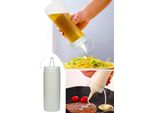 Hermia Concept, PLT0254, Dispenser Per Olio E Aceto, Set Di Barattoli Per Olio (3 Pezzi), Trasparente, Plastica, 7 X 7 X 25 Cm