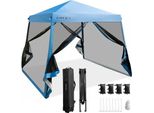 Gazebo Da Giardino Costway NP10301BL, Con Borsa, Regolabile In Altezza, Con Zanzariera, Protezione Uv, 3X3 M - N