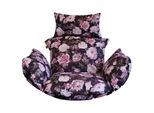 Cuscino Per Sedia Sospesa, Cuscino Per Altalena In Polyrattan / Rattan, Cesto Per Altalena, Cesto Per Altalena, Solo Cuscino, Cuscino Per Schienale - Nero Con Rose