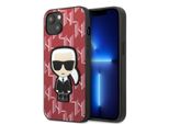Karl Lagerfeld Klhcp13Mpmnikpi Custodia Rigida Per Iphone 13 / 14 / 15 6,1 Czerwony/Rosso Monogram Ikonik Patch