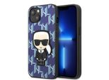 Karl Lagerfeld Klhcp13Mpmnikbl Custodia Rigida Per Iphone 13/ 14 / 15 6,1 Niebieski/Blu Monogram Ikonik Patch