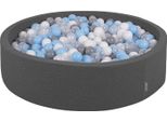 Kiddymoon Piscina Di Palline 120X30Cm/300 Palline Piscina Rotonda Con Palline Colorate Per Bambini, Grigio Scuro: Grigio/Bianco/Trasparente/Babyblue
