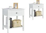 Costway Comodino Con Cassetto, Tavolino A 2 Livelli In Legno, Cassettiera Da Letto, Tavolino Da Corridoio, Tavolino Da Telefono Per Soggiorno Camera Da Letto, 48 X 40 X 58 Cm (2, Bianco)