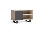 Mobile Tv, Soggiorno, Modello Wind, Colore Rovere E Grigio Antracite, 95X40X57Cm