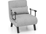 Divano HV100417QH, 4In1, Divano Letto, Con Schienale Regolabile Su 5 Livelli, Cuscino Rimovibile E Seduta Imbottita, Struttura In Metallo - A