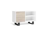 Mobile Tv, Soggiorno, Modello Wind, Colore Bianco E Rovere, 95X40X57Cm