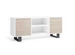 Mobile Tv 2 Porte, Soggiorno, Modello Wind, Bianco E Rovere, 137X40X57Cm