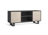 Mobile Tv 2 Porte, Soggiorno, Modello Wind, Grigio Antracite E Rovere, 137X40X57Cm