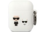 Karl Lagerfeld Klaca2Silkcw Airpods 1/2Cover BiałY/White Silicone Karl & Choupette