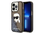 Karl Lagerfeld Klhcp14Llnkhck Custodia Rigida Per Iphone 14 Pro 6.1 Nero/Nero Glitter Karl Head