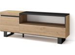 Mobile Tv Soggiorno, 150X35X57Cm, Per Tv Fino A 65", Rovere E Nero"