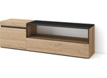 Mobile Tv Soggiorno, 150X35X45Cm, Per Tv Fino A 65", Mobile Soggiorno, Rovere E Nero"