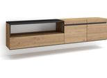 Mobile Tv Soggiorno, 200X35X45Cm, Per Tv Fino A 80", Da Appendere, Rovere E Nero"