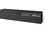 Mobile Tv Soggiorno, 200X35X45Cm, Per Tv Fino A 80", Camino Elettrico, Nero"