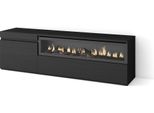 Mobile Tv Soggiorno, 150X35X45Cm, Per Tv Fino A 65", Camino Elettrico, Nero"