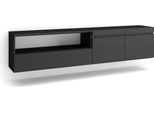 Mobile Tv Soggiorno, 200X35X45Cm, Per Tv Fino A 80", Sospeso, Da Appendere, Nero"