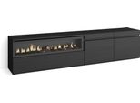 Mobile Tv Soggiorno, 200X35X45Cm, Per Tv Fino A 80", Camino Elettrico, Nero"