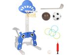 Jiubiaz Canestro 4 In 1 Bambini Basket Stand Altezza Regolabile Basket Sistema Playground Calcio Porta Golf Anello Di Lancio
