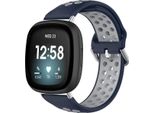 Fitbit Versa 4, Fitbit Versa 3, Fitbit Sense 2, Fitbit Sense Band: Fascia Sportiva In Silicone Imoshion Con Fibbia Argentata E Connettore Box Argentato