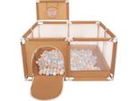 Box Selonis Con Cesto E 400 Palline Box Per Bambini, Beige:Beige Pastello/Blu Pastello/Bianco