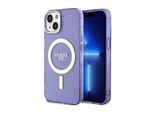Guess Guhmp14Shcmcgu Custodia Rigida Per Iphone 14 / 15 / 136.1 Purpurowy/Purple Glitter Oro Magsafe