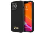 Guess Guhcp13Xlslmgbk Iphone 13 Pro Max 6.7 Nero/Czarny Custodia Rigida In Silicone Script Gold Logo
