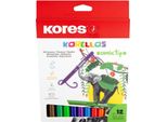 Kores FS29043 Penna Kores Con Punta In Fibra "Korello"", Larga, Confezione Da 12 Pezzi"