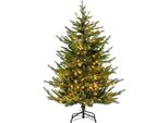 Albero Di Natale Artificiale Costway CM24315DE, 136 Cm, Con Luci, Albero Di Natale Pieghevole Con 8 Modalità Di Illuminazione, 180 Luci Led Bianco Caldo - A