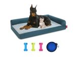 Letto Ortopedico Per Cani Di Taglia Media-76X51X18Cm Cesto Per Cani In Memory Foam Cani Di Taglia Media Lettino Per Cani Lavabile, Blu Scuro, Taglia L