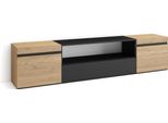 Mobile Tv Soggiorno, 200X35X45Cm, Per Tv Fino A 80", Mobile Soggiorno, Rovere E Nero"