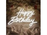 Luce Led Neon, Applique Decorativa, Happy Birthday 2 Pz. Bianco, Circa 40 X 30 X 2 Cm