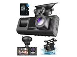 Fleau Tech Dashcam Auto 3 In 1 – Anteriore E Posteriore – Rilevamento Movimento – Full Hd – Grandangolo 170° – G-Sensor – Sd 32 Gb Inclusa