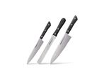 Samura Harakiri Set Di Coltelli Da Cucina Giapponesi A 3 Pezzi Con Manico Nero - Coltello Multiuso E Coltello A Sega A Doppia Faccia Per Una Precisione Culinaria Professionale