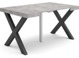 Consolle Allungabile, 140X90X73Cm, Per 6 Persone, Gambe In Legno, Cemento